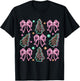Neon Coquette Bow Santa Christmas Tree Cake Girly Xmas Women T-Shirt - T-Shirt | Black