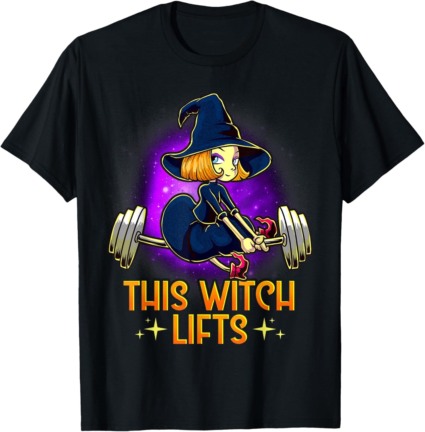 This Witch Lifts Funny Halloween Barbell Fitness Gym Witch T-Shirt - T-Shirt | Black
