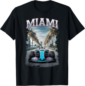 Miami Racing Gifts Men Women Race Car Racer Driver T-Shirt - T-Shirt | Black