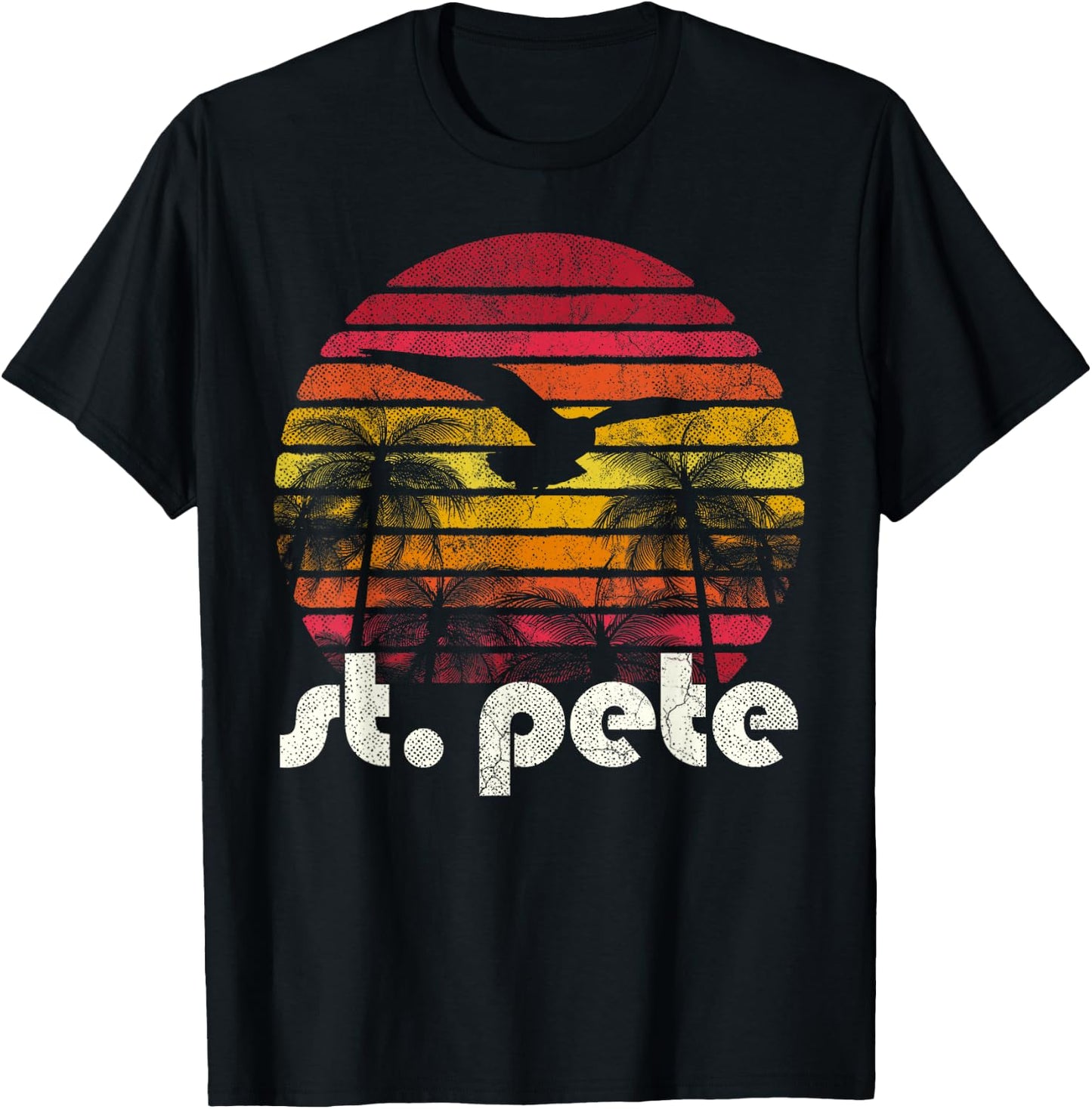 Retro Florida St. Pete Petersburg Men Women Vintage Gift T-Shirt - T-Shirt | Black