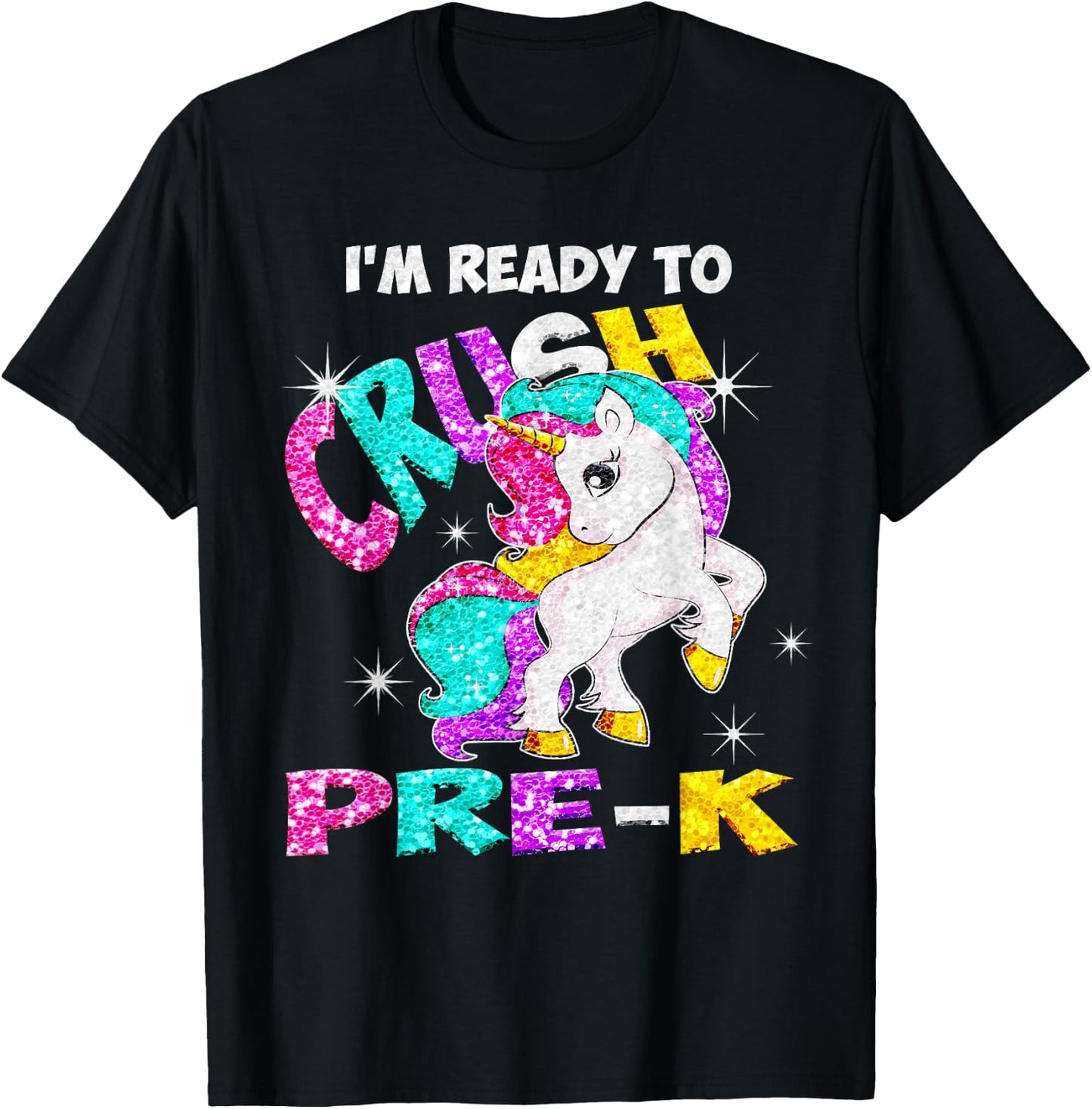 Back to School I'm ready to crush Pre-K Unicorn T-Shirt - T-Shirt | Black
