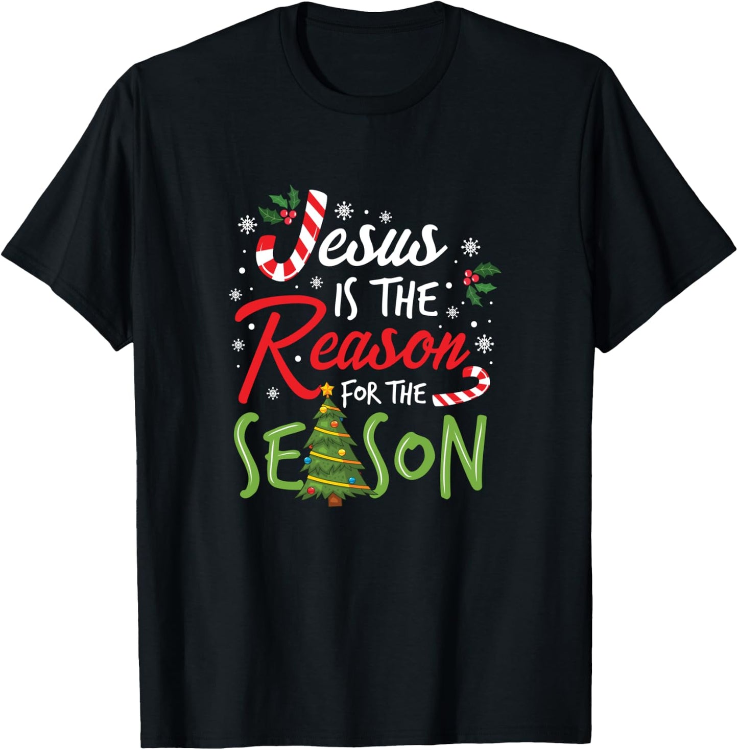 Girls Jesus is The Reason for The Season Christmas Christian T-Shirt - T-Shirt | Black