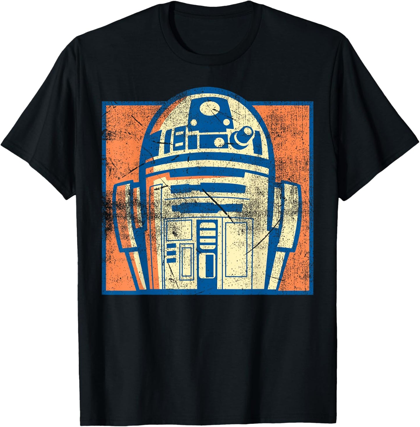 Star Wars R2-D2 Vintage Distressed Retro Cartoon T-Shirt - T-Shirt | Black