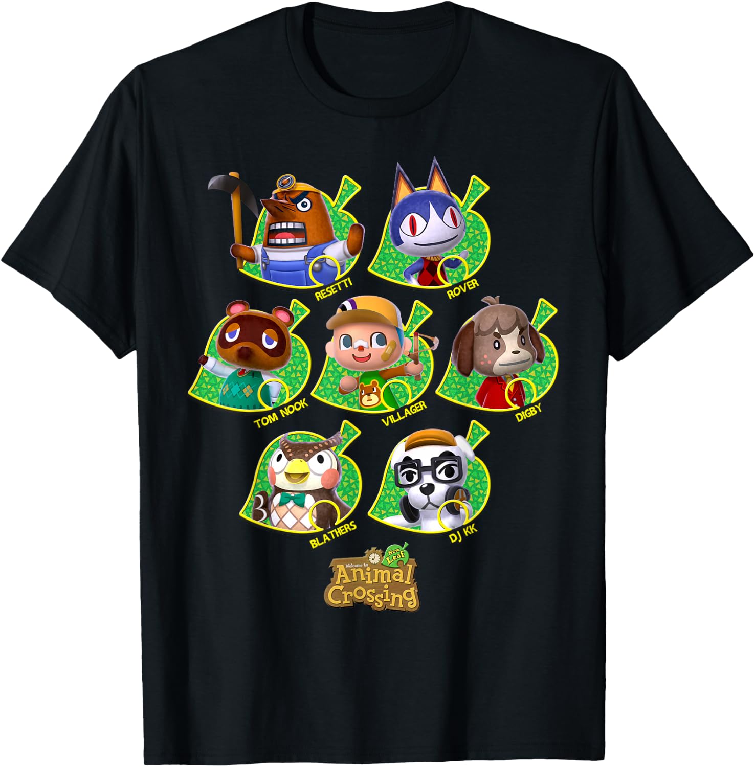 Animal Crossing New Leaf Towns People Graphic T-Shirt - T-Shirt | Black