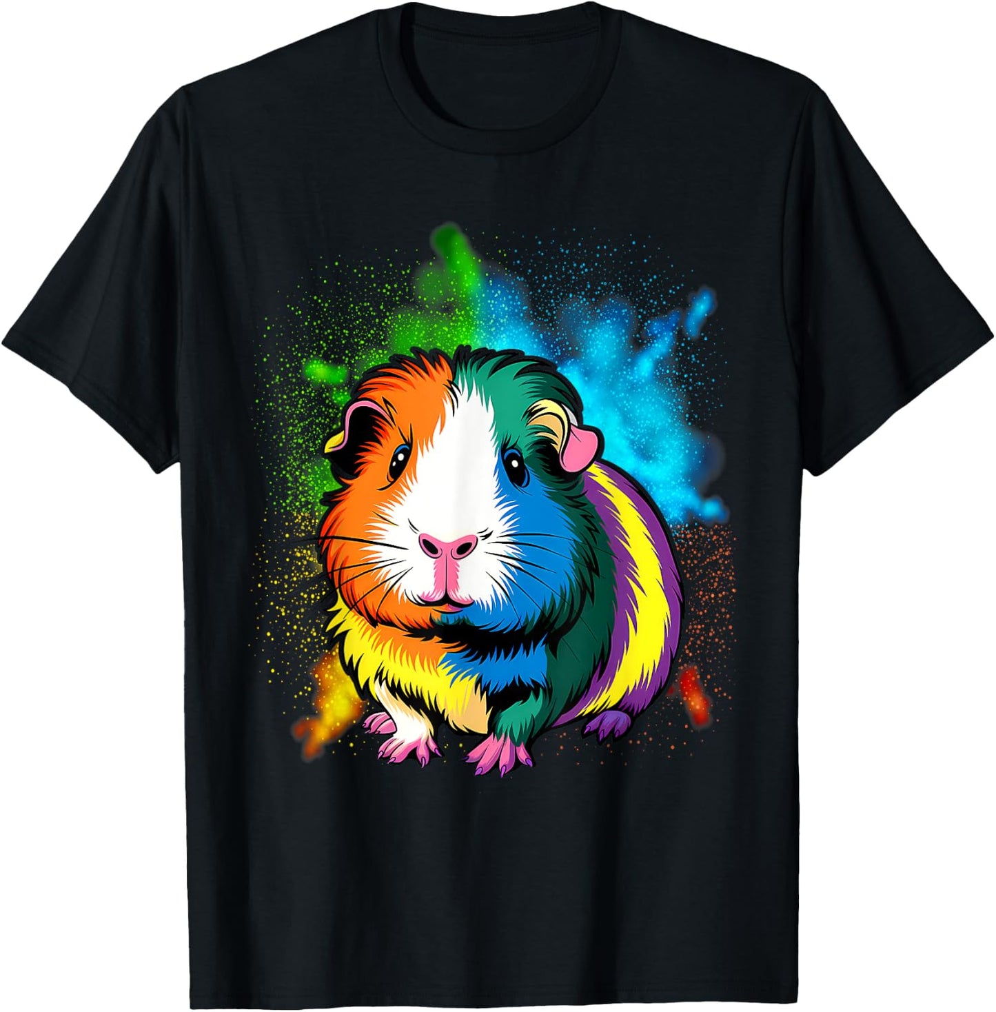 Cute Guinea Pig Rainbow Design for Guinea Pig Lovers T-Shirt - T-Shirt | Black