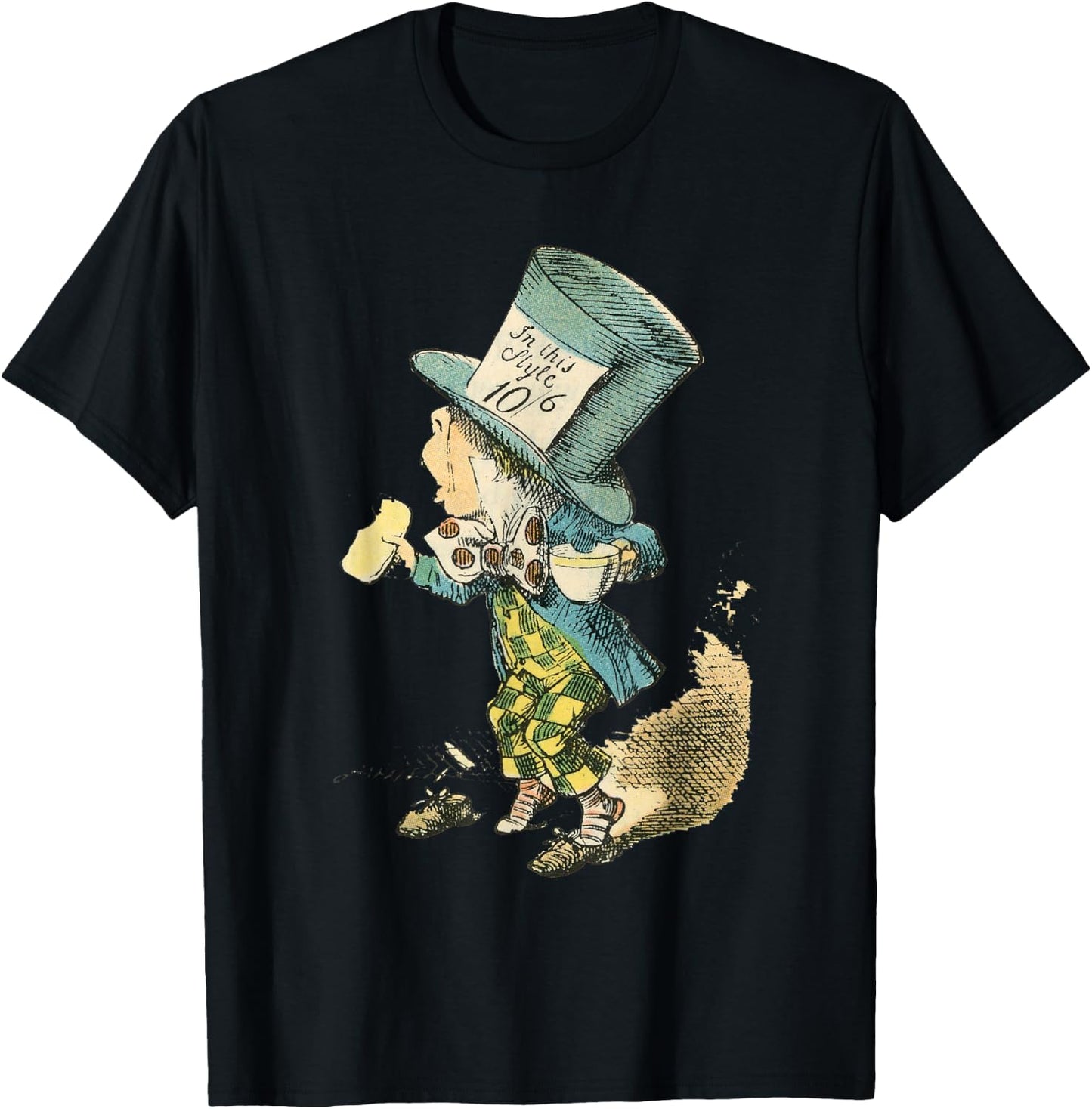 Alice in Wonderland Mad Hatter Vintage Illustration T-Shirt - T-Shirt | Black