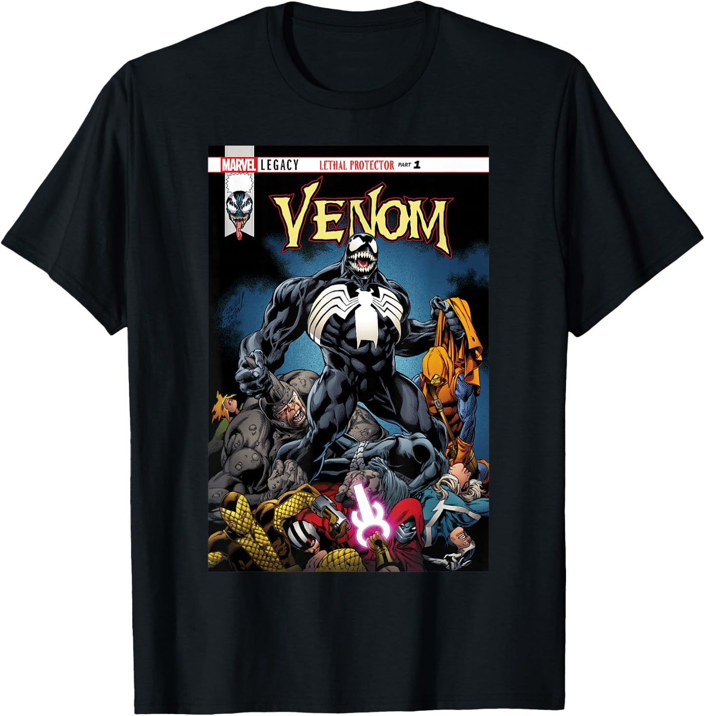 Marvel Venom Lethal Pileup Comic Cover Graphic T-Shirt - T-Shirt | Black
