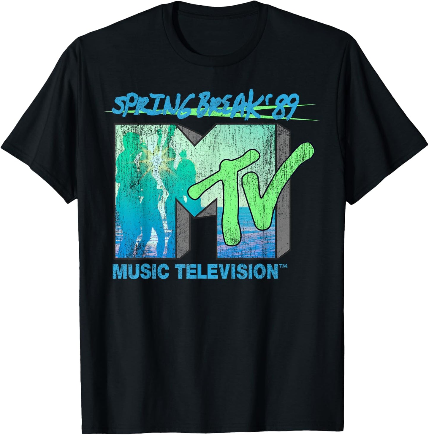 MTV Spring Break 89 Retro Beach Logo T-Shirt - T-Shirt | Black