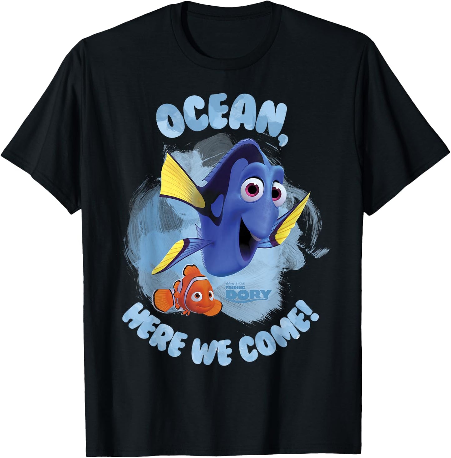 Disney Pixar Finding Dory Ocean Here We Come Watercolor T-Shirt - T-Shirt | Black