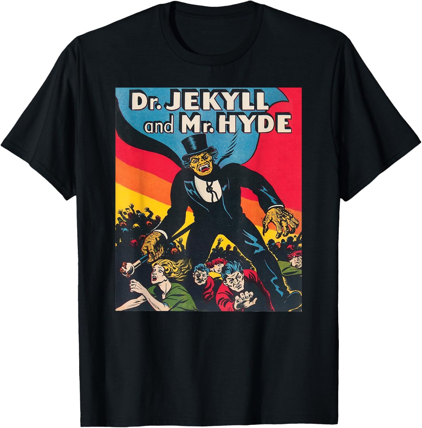 Dr. Jekyll & Mr. Hyde Art - Retro Halloween Monster T-Shirt - T-Shirt | Black