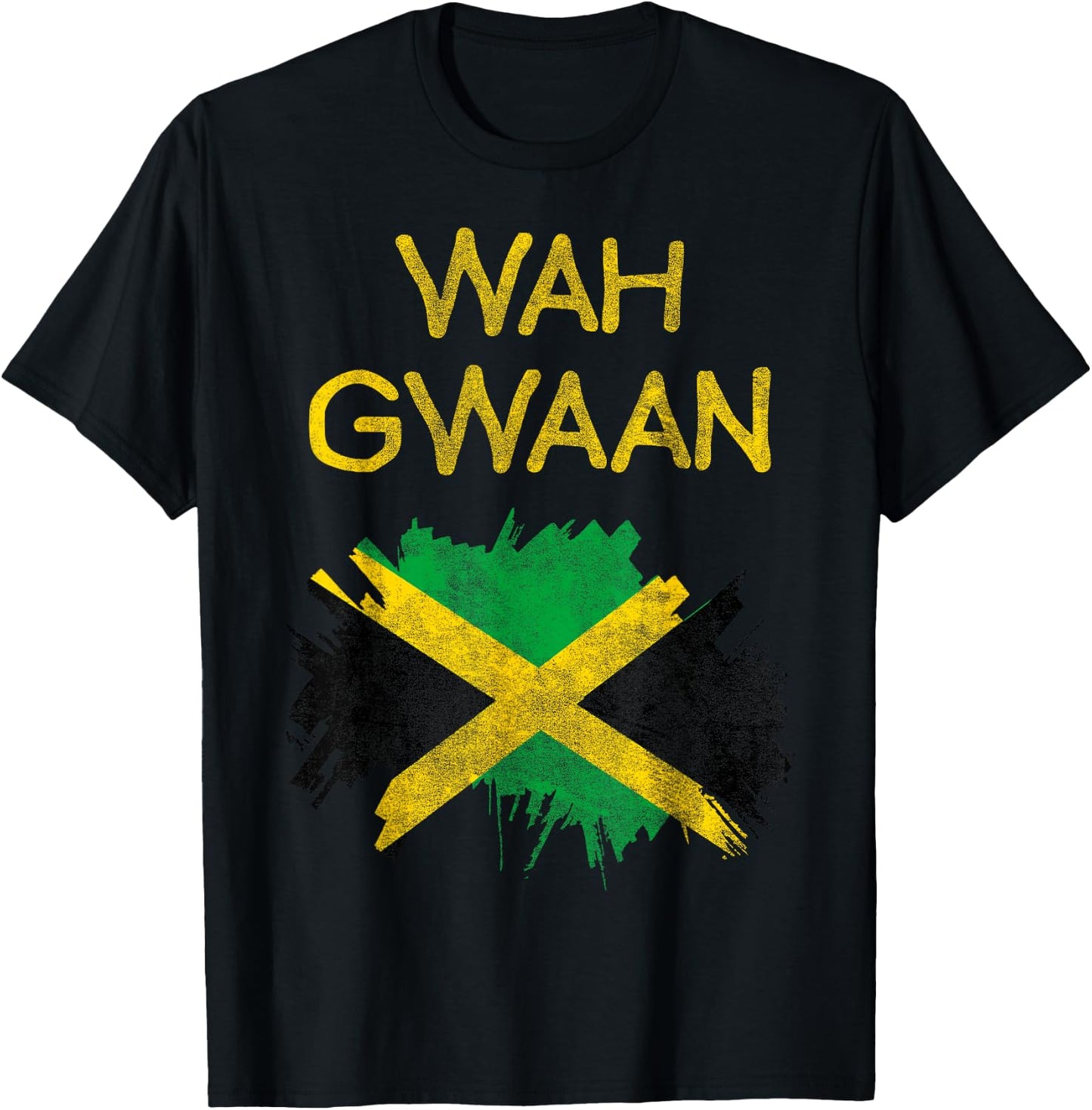Wah Gwaan Jamaica Flag Jamaican Pride Reggae Vacation T-Shirt - T-Shirt | Black