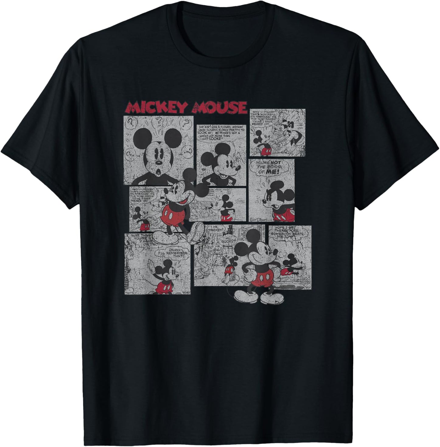 Disney - Mickey Mouse Comic Squares T-Shirt - T-Shirt | Black