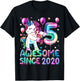 Flossing Unicorn 5 Year Old 5th Birthday Girl Unicorn Party T-Shirt - T-Shirt | Black