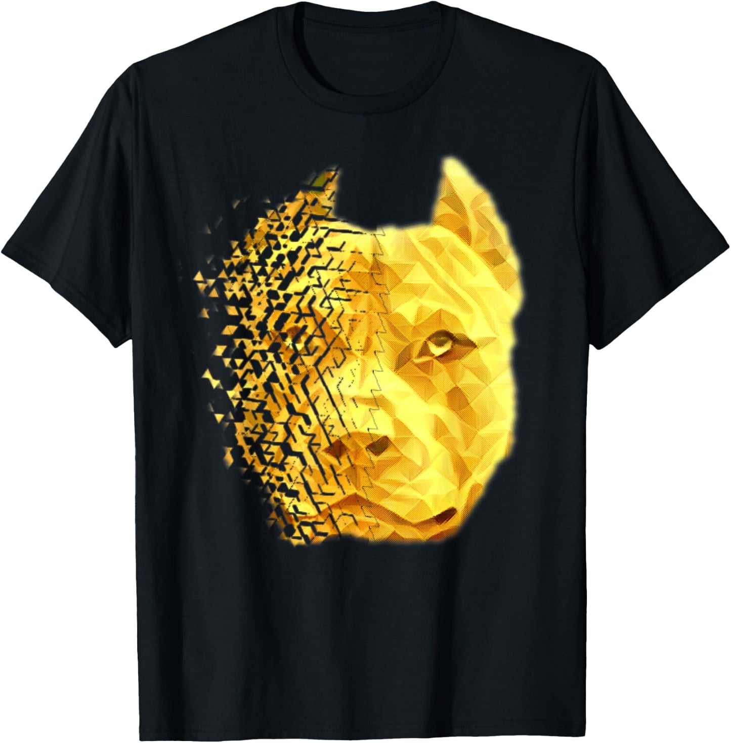 Pit Bull Shattered Gold Designer T-Shirt - T-Shirt | Black