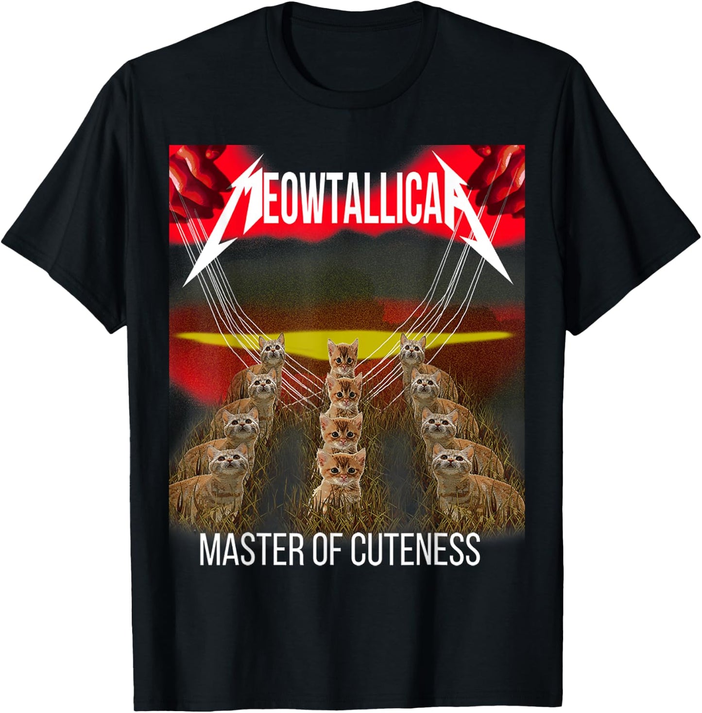 Meowtallica master of cuteness funny cat Men Women Kids T-Shirt - T-Shirt | Black
