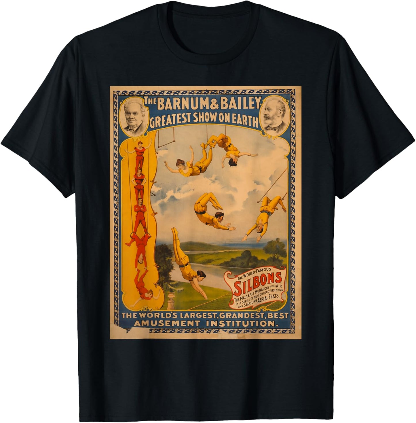 Vintage poster - Circus Trapeze Act Retro T-Shirt - T-Shirt | Black