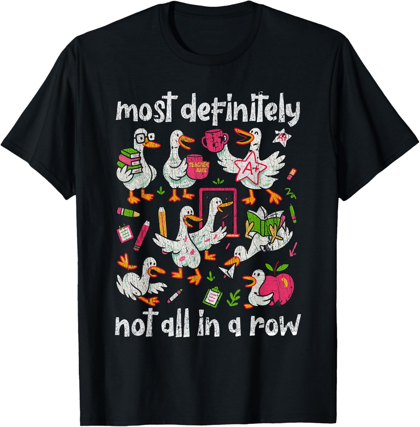 Funny Duck Teacher Educator Back to School T-Shirt - T-Shirt | Black