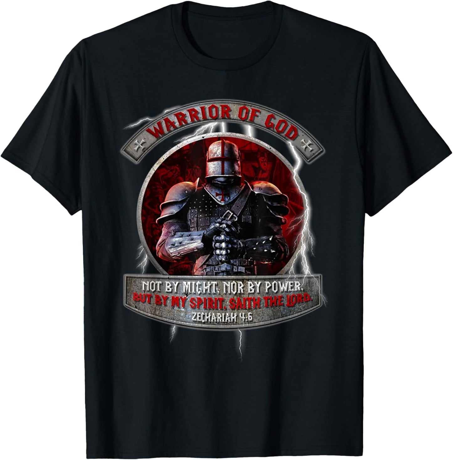 Warrior Of God not by might nor by power but by my spirit T-Shirt - T-Shirt | Black