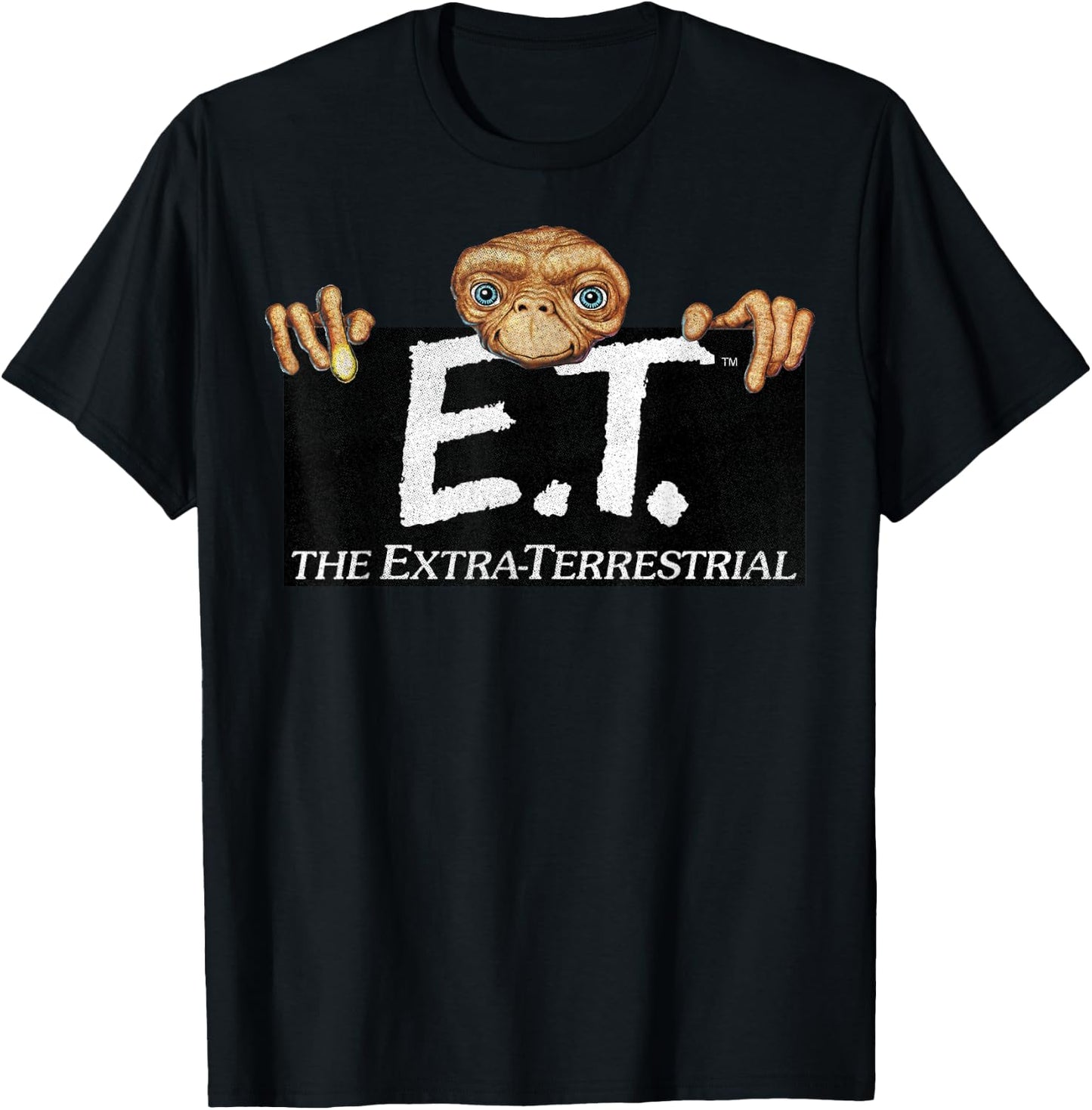 E.T. Terrestrial Hanging On A Movie Logo Graphic T-Shirt - T-Shirt | Black