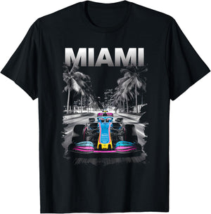 Miami Racing Gifts Men Women Race Car Racer Driver T-Shirt - T-Shirt | Black