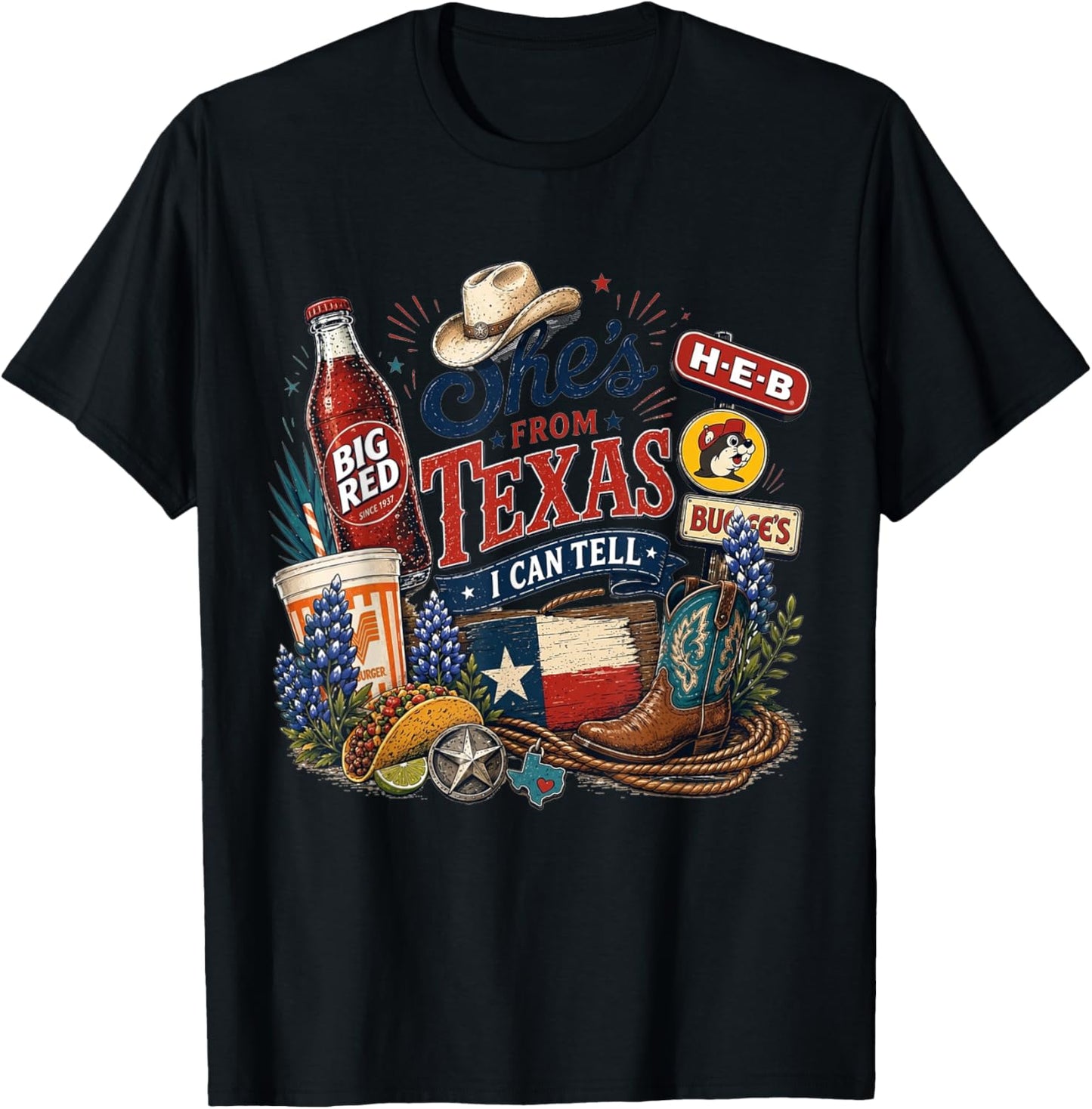 Shes from Texas I Can Tell State Pride Woman T-Shirt - T-Shirt | Black