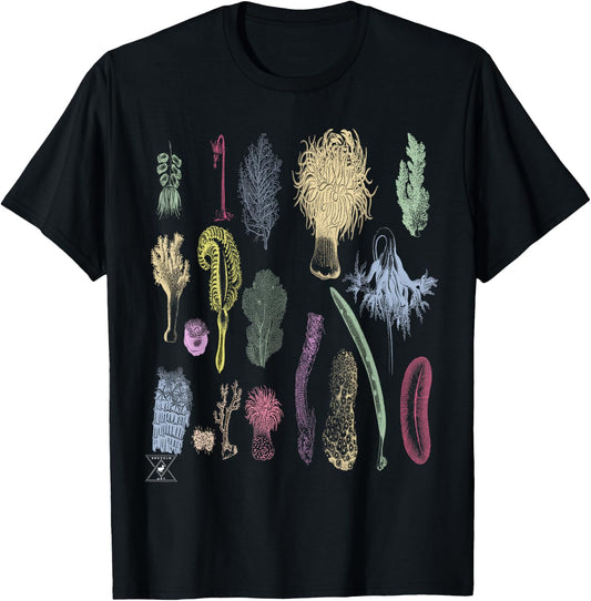 Coral Reef | Oceanography Botanical Sea Life T-Shirt - T-Shirt | Black
