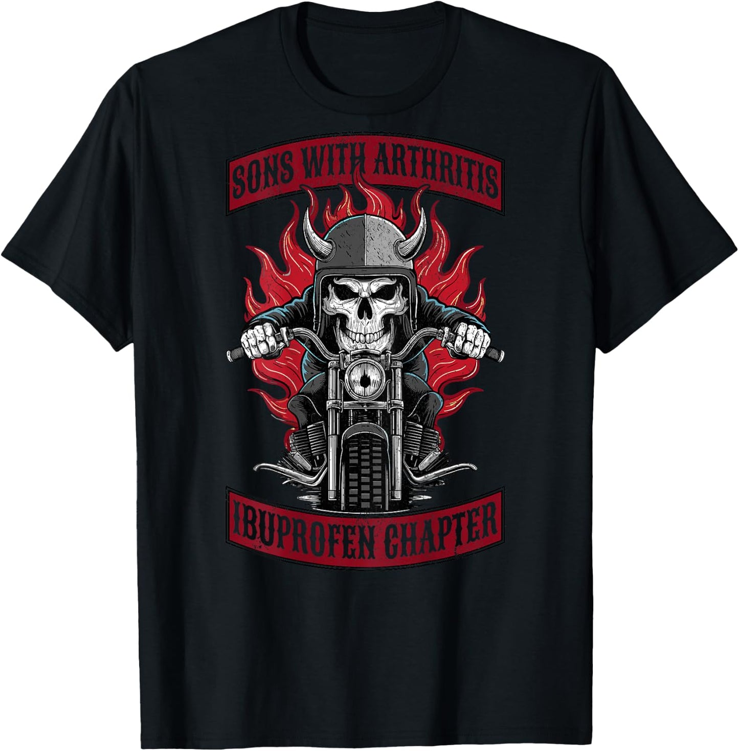 Sons with Arthritis Ibuprofen Chapter Skeleton on Back T-Shirt - T-Shirt | Black