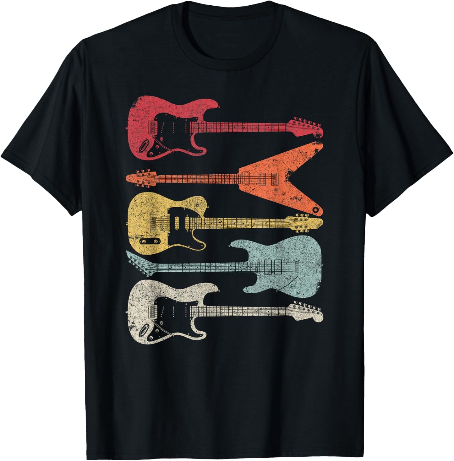 Guitar Shirt. Retro Style Gift Guitarist T-Shirt - T-Shirt | Black