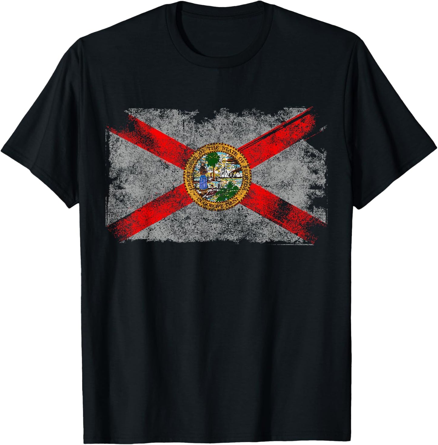 Distressed Vintage Retro USA Patriotic FL State Florida Flag T-Shirt - T-Shirt | Black