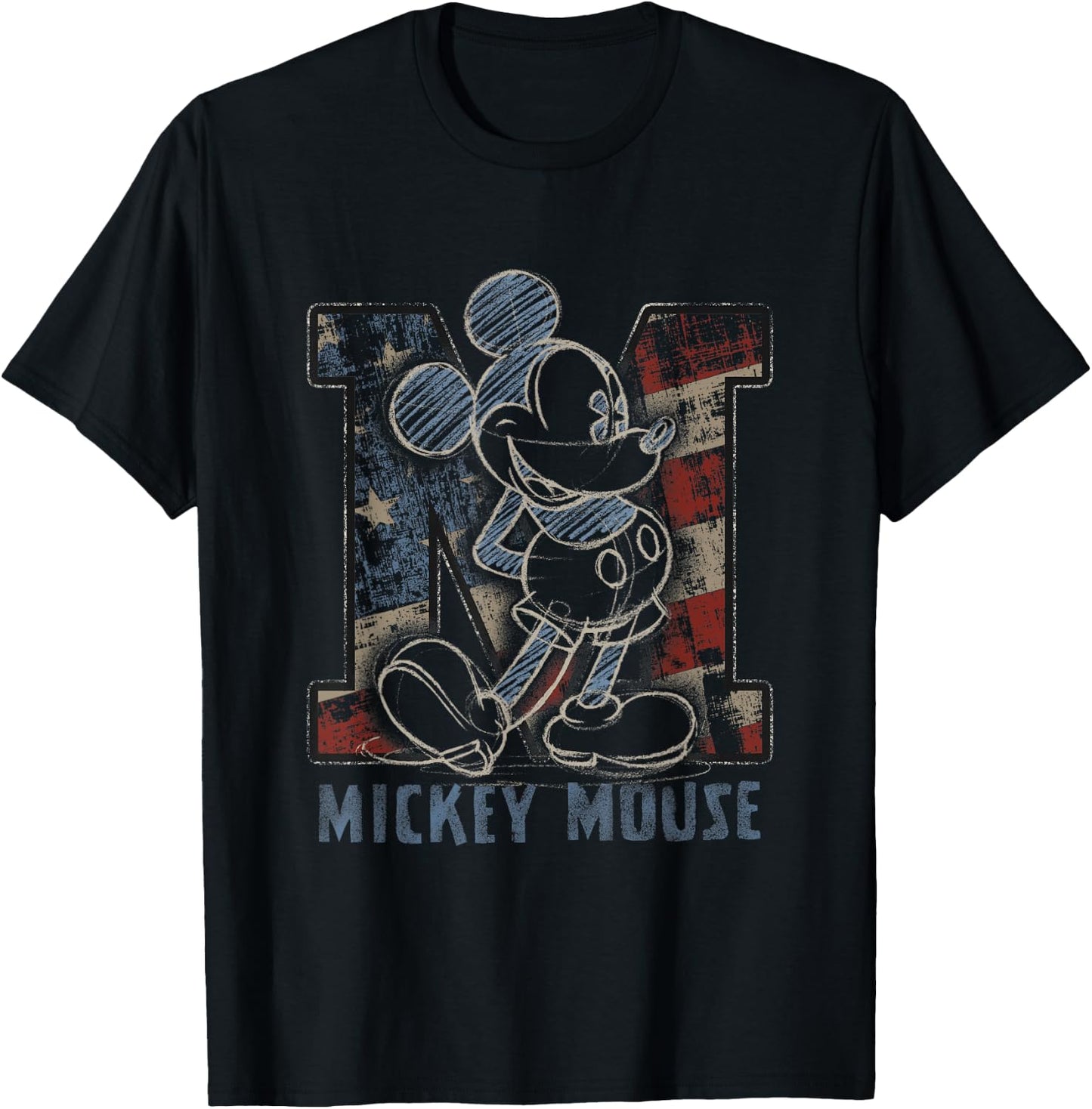 Disney Americana Mickey Sketch T-Shirt - T-Shirt | Black