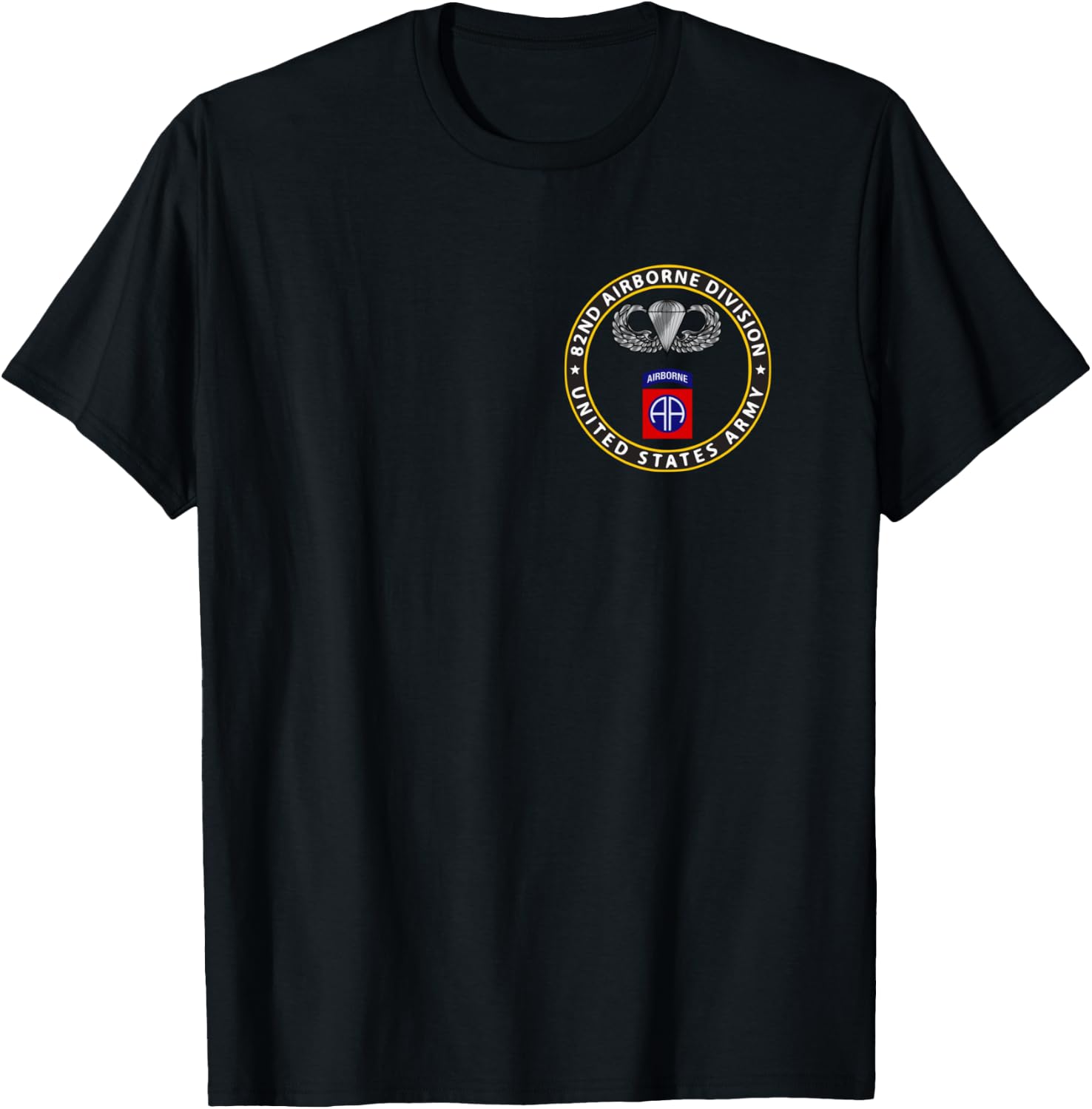 82nd Airborne Division - Parachutist Wings Circ T-Shirt - T-Shirt | Black