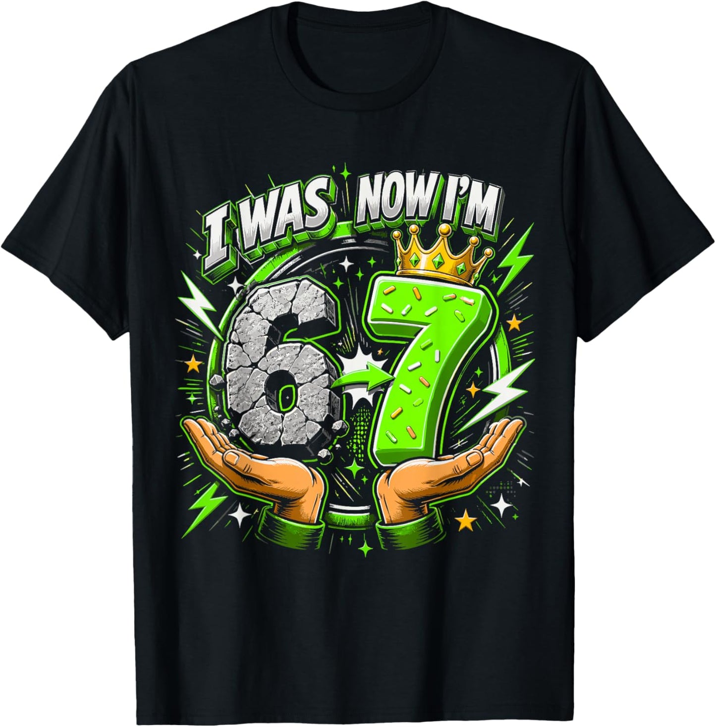 7th Birthday I was 6 Now I'm 7 Boys Kids Turning 7 Birthday T-Shirt - T-Shirt | Black