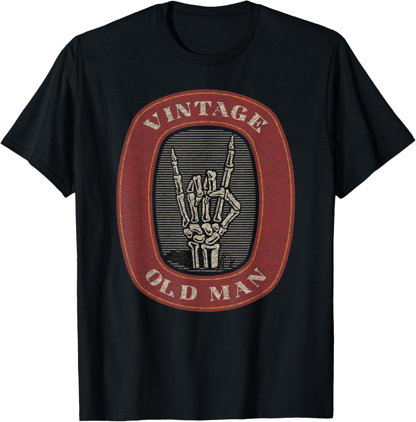 Funny Old Man Guy Vintage Graphic Skeleton Hand T-Shirt - T-Shirt | Black