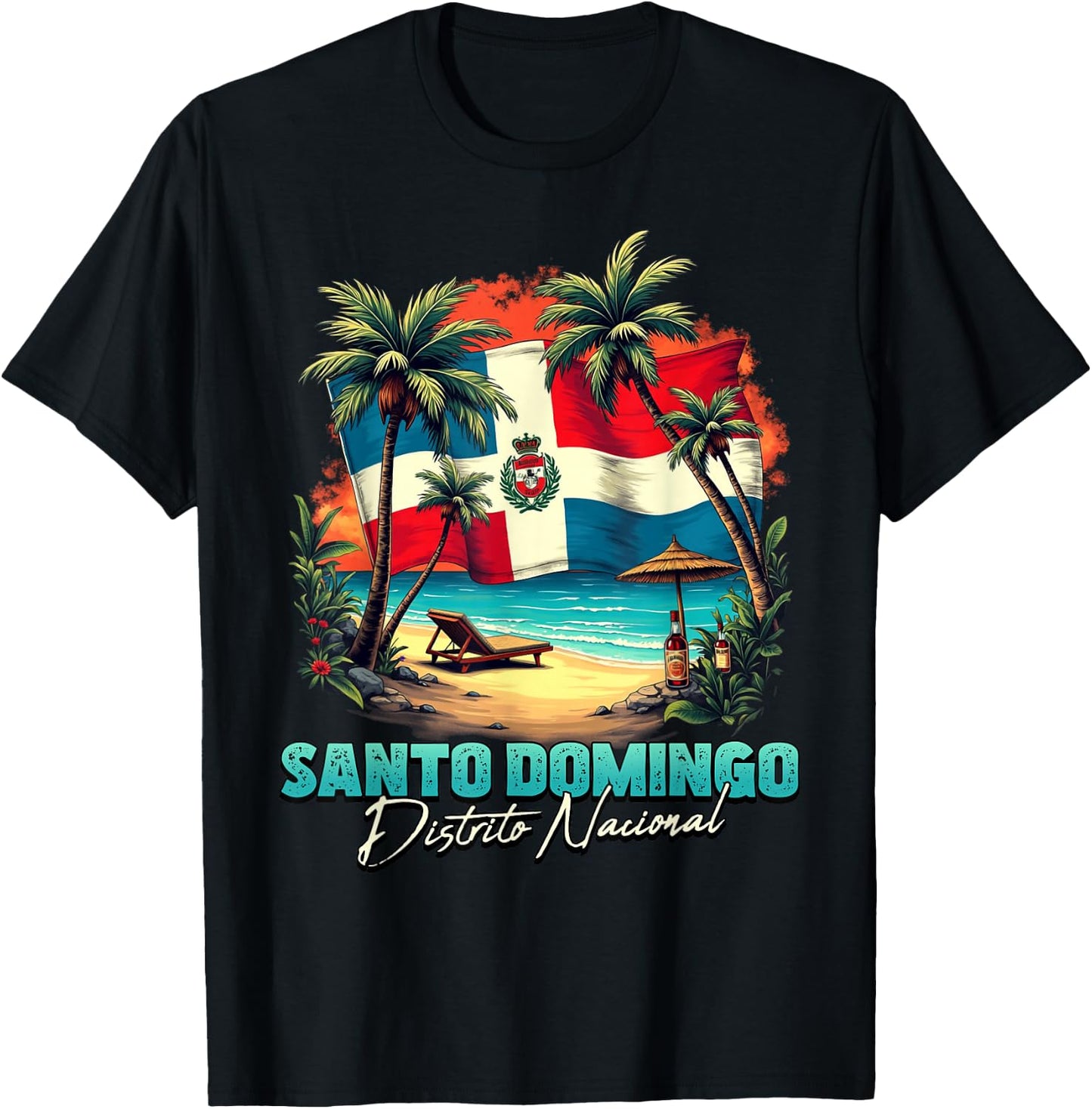 Santo Domingo Distrito Nacional Dominican Republic Beach T-Shirt - T-Shirt | Black