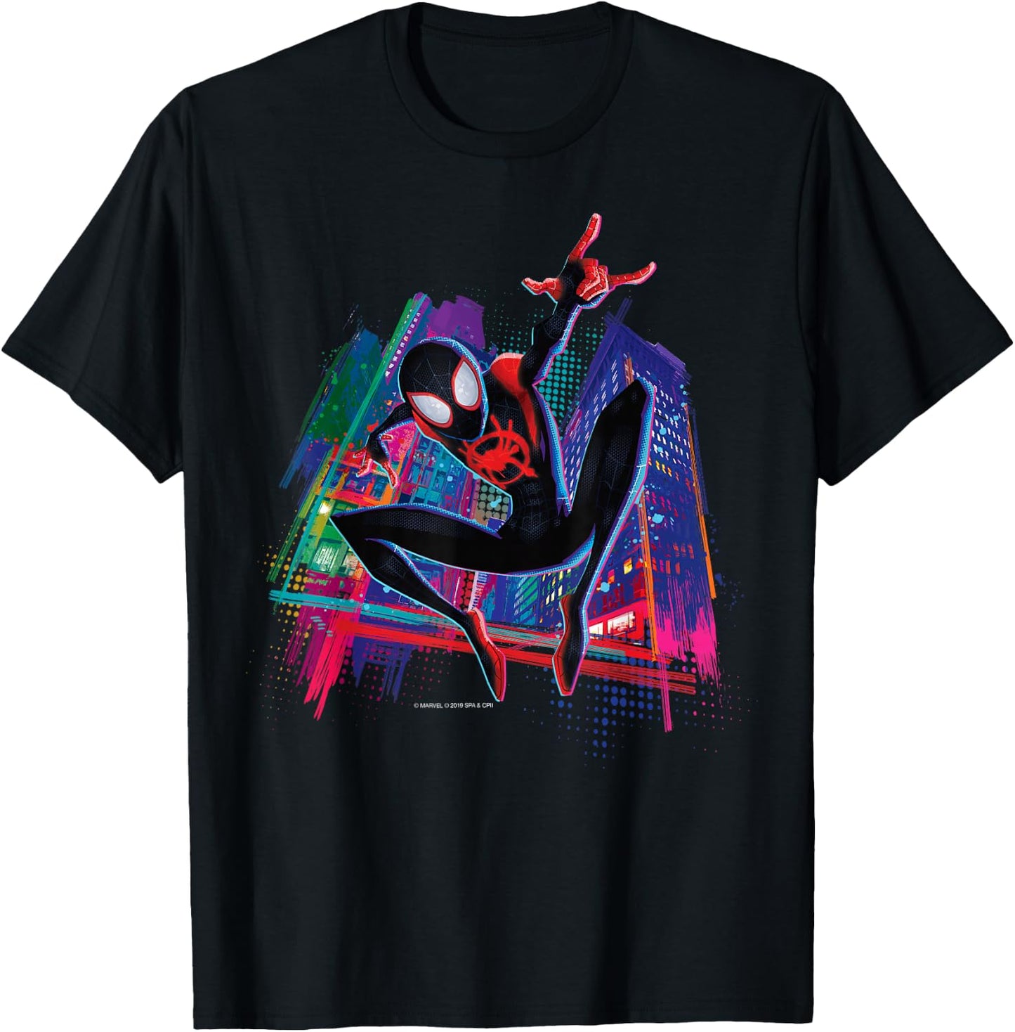 Marvel Spider-Man Miles Morales Graffiti City Small T-Shirt - T-Shirt | Black