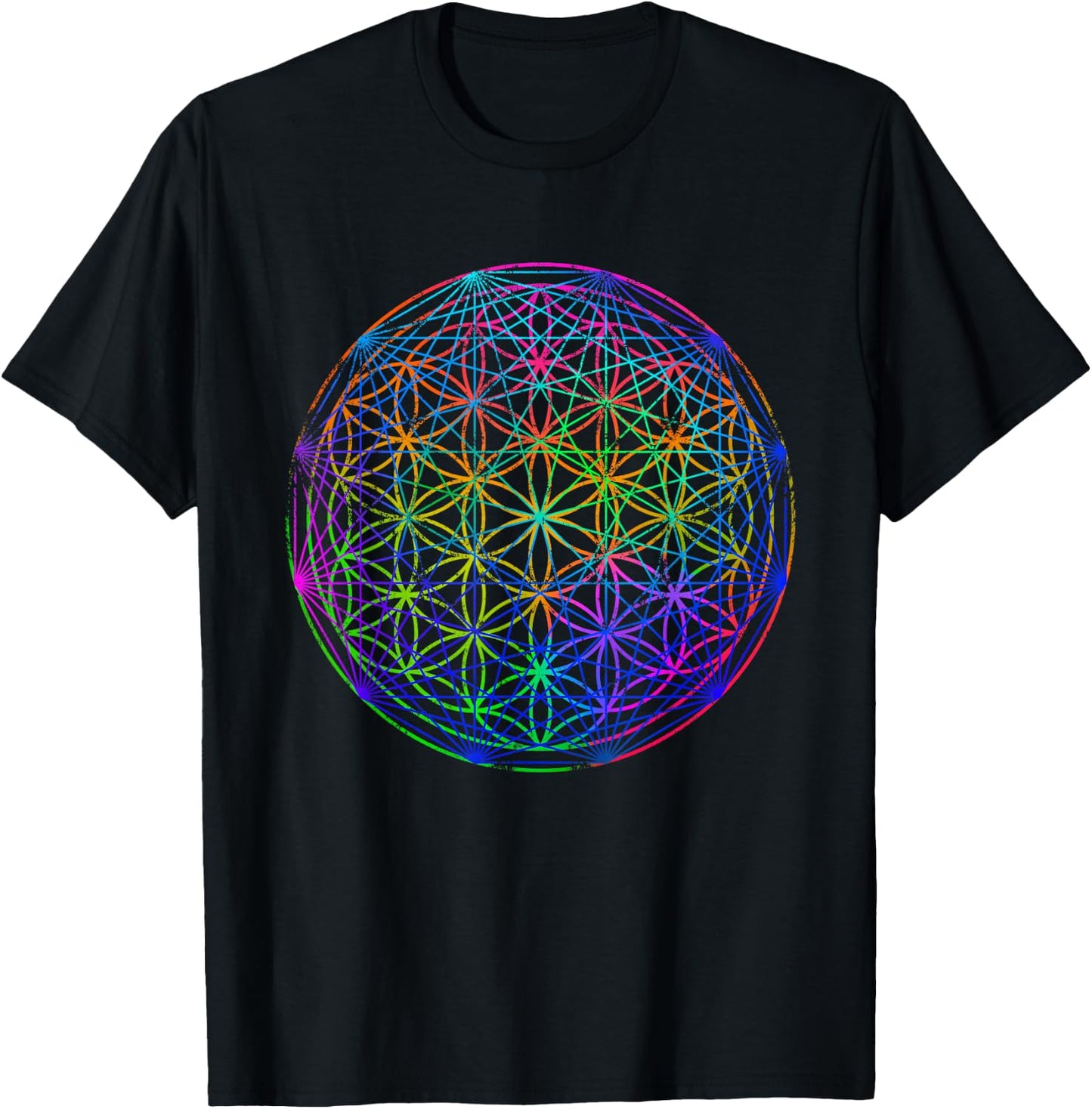 Geometric Chakra - Psychedelic Sacred Geometry T-Shirt - T-Shirt | Black