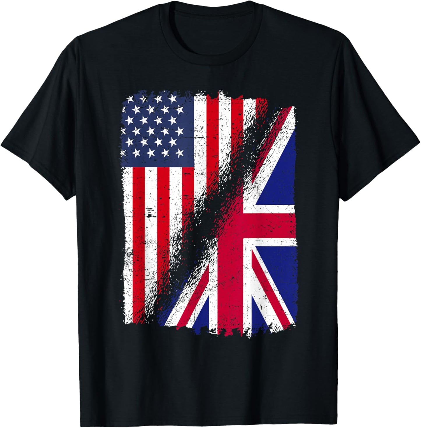 Half American Half British Flag USA Pride Dual Heritage T-Shirt - T-Shirt | Black