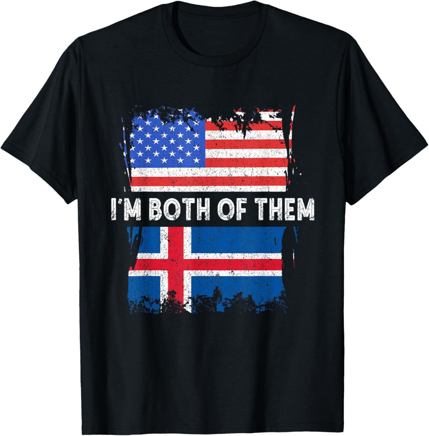 Iceland Flag USA America I'm Both Of Them Icelandic Roots T-Shirt - T-Shirt | Black