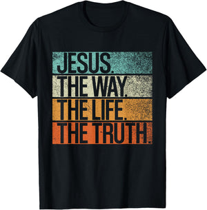 Retro Jesus, Way. Truth. Life. Vintage Christian Shirt T-Shirt - T-Shirt | Black