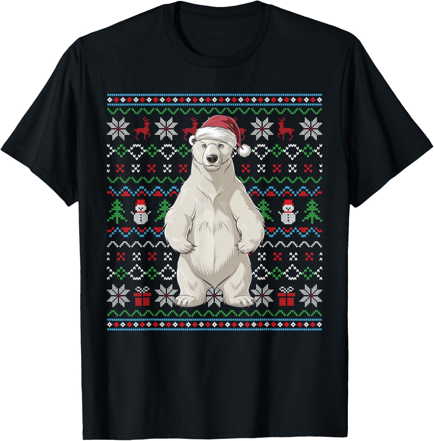 Ugly Polar Bear Lovers Xmas Sweater Santa Christmas T-Shirt - T-Shirt | Black