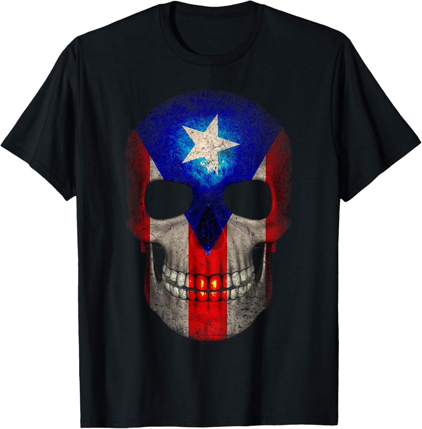 Puerto Rico T Shirt Skull Men Women Kids Vintage Novelty T-Shirt - T-Shirt | Black
