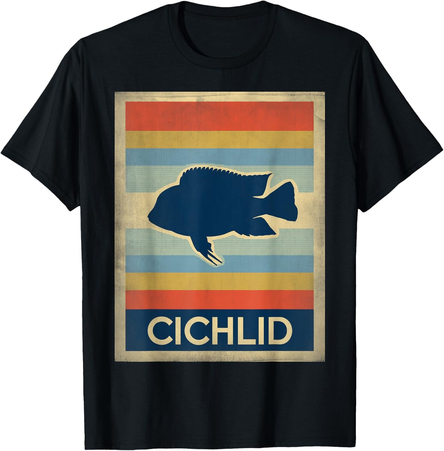 Vintage Style Cichlid Fish Lovers T-Shirt - T-Shirt | Black
