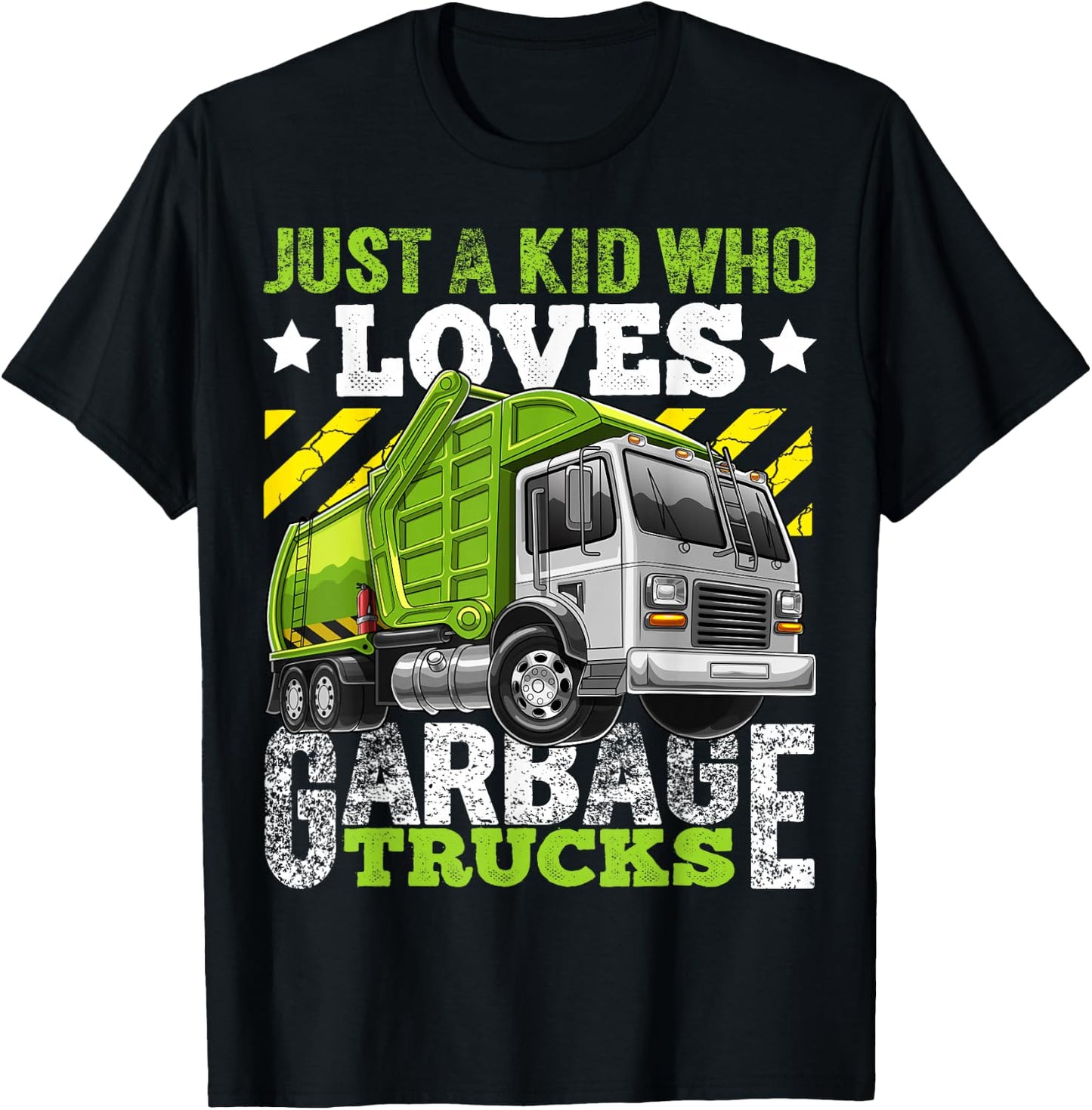 Just a Kid Who Loves Garbage Trucks Funny Gift Boys T-Shirt - T-Shirt | Black