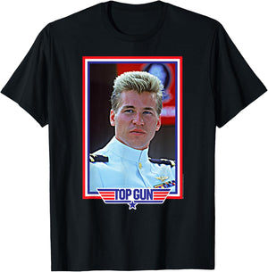 Top Gun Iceman American Colors Frame Action Movie T-Shirt - T-Shirt | Black
