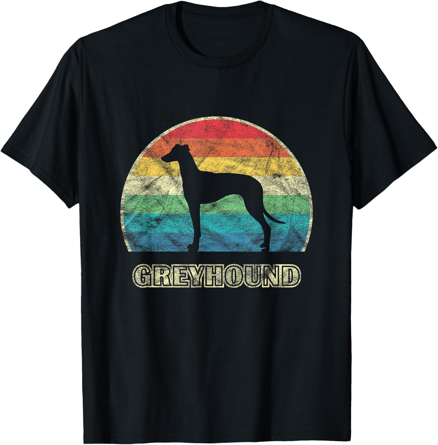 Greyhound Vintage Style Dog T-Shirt - T-Shirt | Black