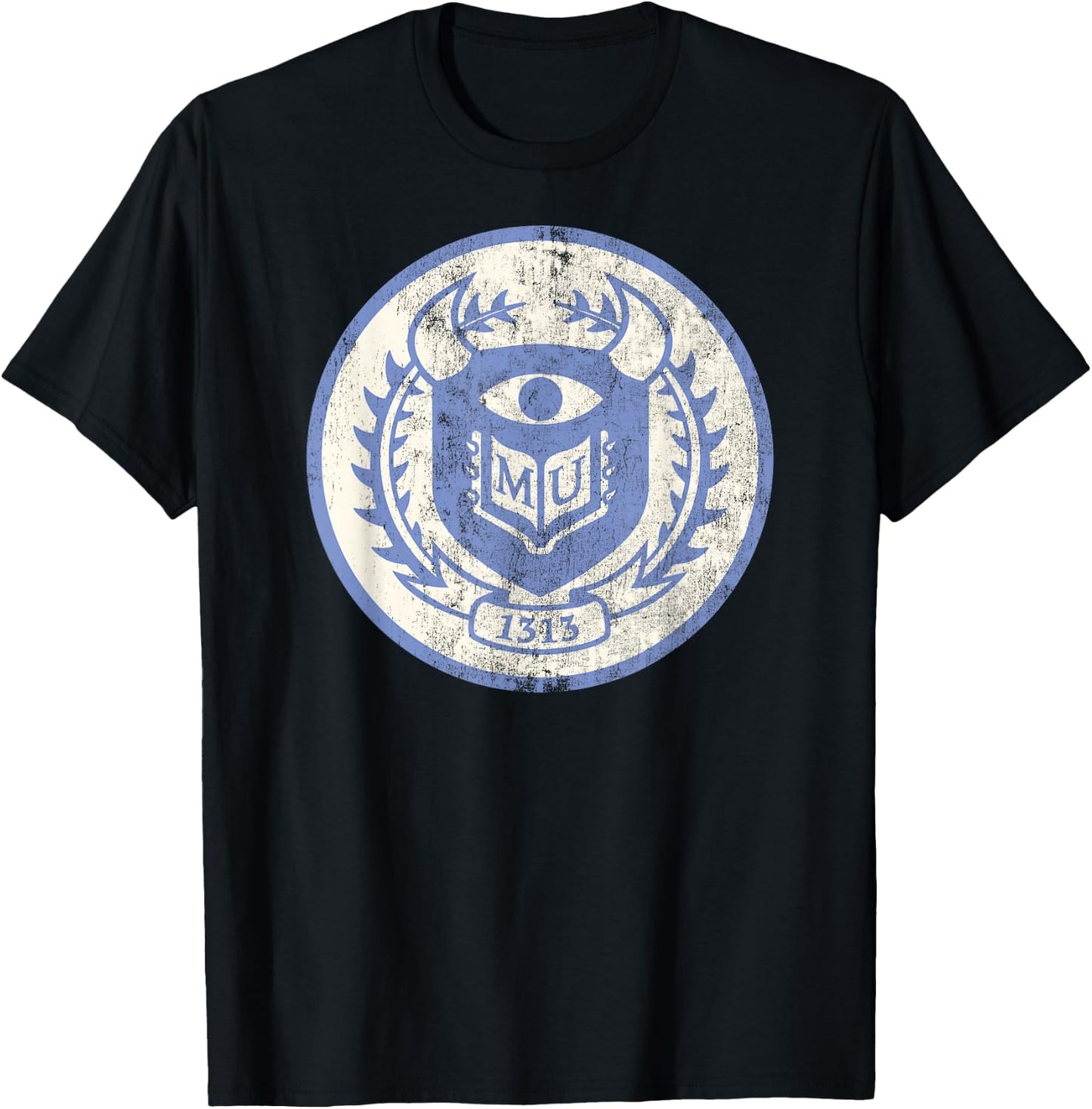 Disney Pixar Monsters University MU Vintage Emblem Logo T-Shirt - T-Shirt | Black