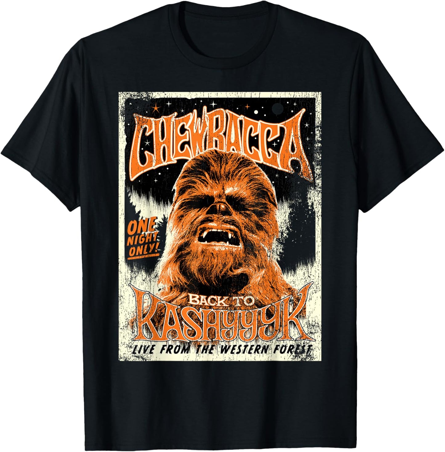 Star Wars Chewbacca Vintage Concert Back To Kashyyyk Poster T-Shirt - T-Shirt | Black