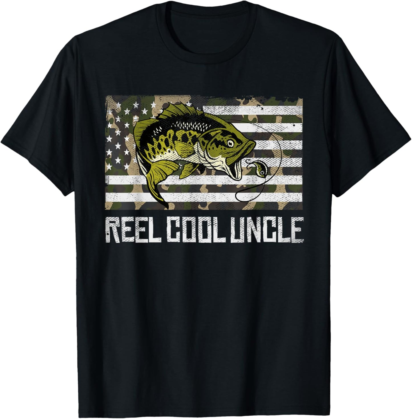 Reel Cool UNCLE Fishing Fisherman Fish Lover Father's Day T-Shirt - T-Shirt | Black