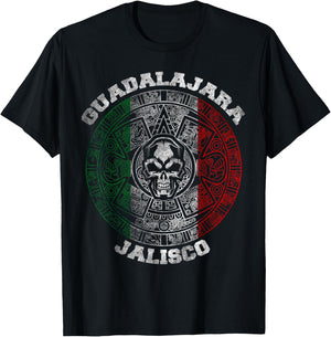 Guadalajara Jalisco Aztec Mayan Calendar Skull. Mexico Pride T-Shirt - T-Shirt | Black