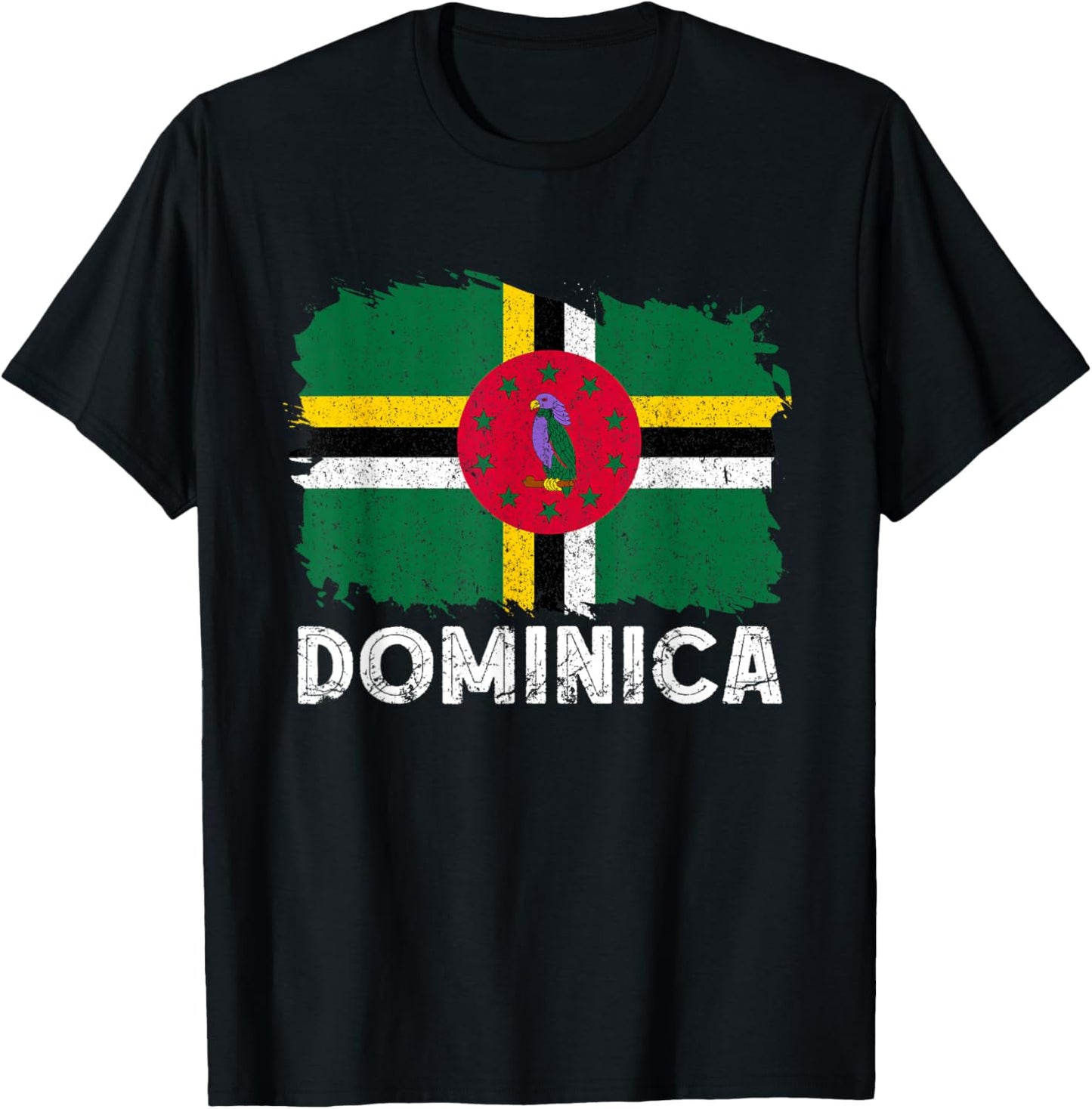 Dominica Flag Vintage Dominican Pride Dominican Roots T-Shirt - T-Shirt | Black